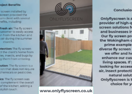 The fly screen was constructed using a high-quality aluminum frame and durable fiberglass mesh